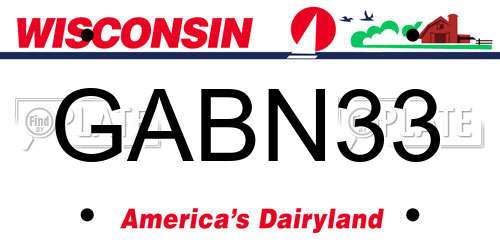 GABN33 Wisconsin License Plate