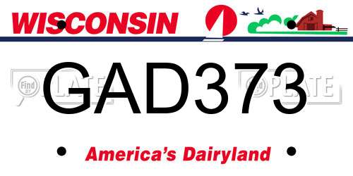 GAD373 Wisconsin License Plate
