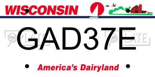 GAD37E Wisconsin License Plate