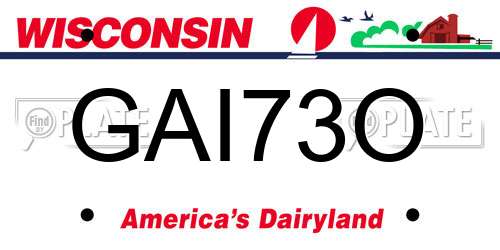 GAI73O Wisconsin License Plate