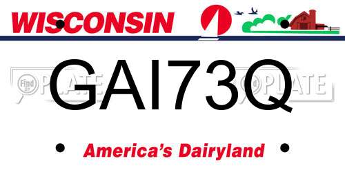 GAI73Q Wisconsin License Plate