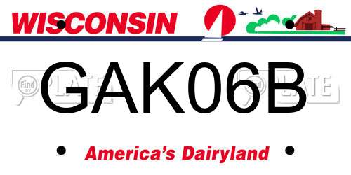 GAK06B Wisconsin License Plate