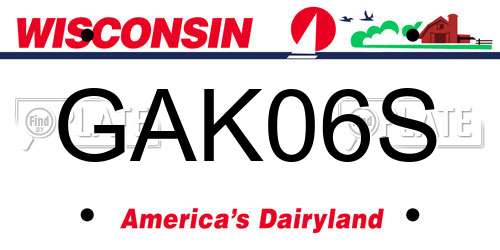 GAK06S Wisconsin License Plate