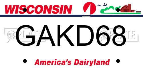 GAKD68 Wisconsin License Plate