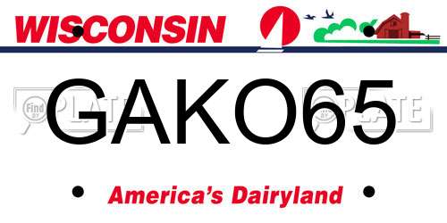 GAKO65 Wisconsin License Plate