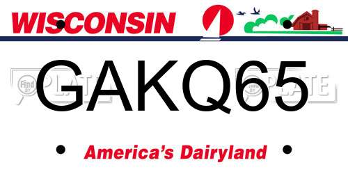 GAKQ65 Wisconsin License Plate