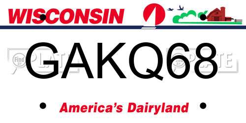 GAKQ68 Wisconsin License Plate