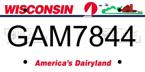 GAM7844 Wisconsin License Plate