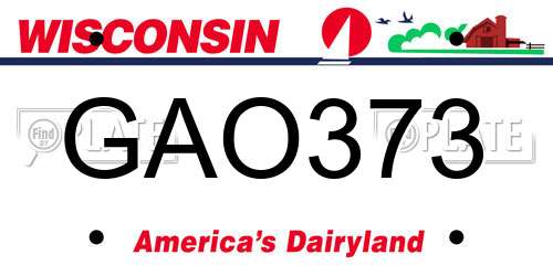 GAO373 Wisconsin License Plate