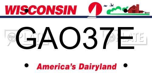 GAO37E Wisconsin License Plate