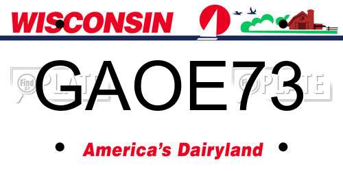 GAOE73 Wisconsin License Plate