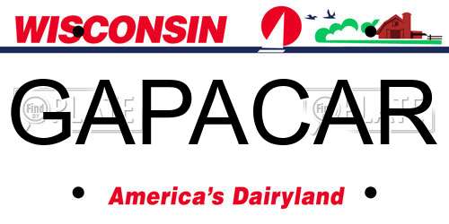 GAPACAR Wisconsin License Plate