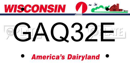 GAQ32E Wisconsin License Plate