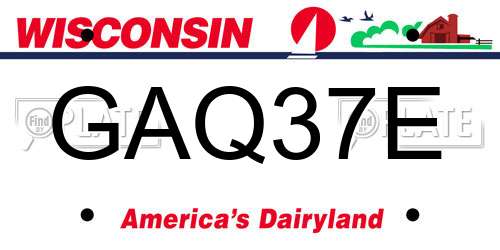 GAQ37E Wisconsin License Plate