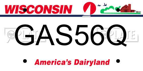 GAS56Q Wisconsin License Plate