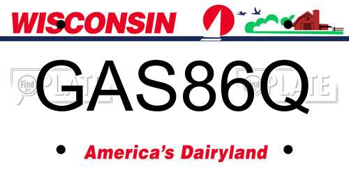 GAS86Q Wisconsin License Plate