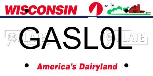 GASL0L Wisconsin License Plate