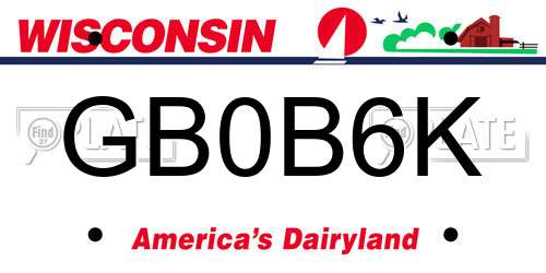 GB0B6K Wisconsin License Plate
