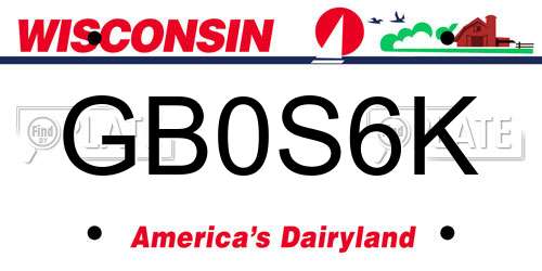 GB0S6K Wisconsin License Plate