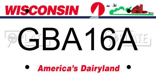 GBA16A Wisconsin License Plate