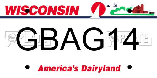 GBAG14 Wisconsin License Plate
