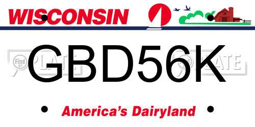 GBD56K Wisconsin License Plate