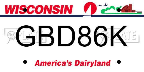 GBD86K Wisconsin License Plate