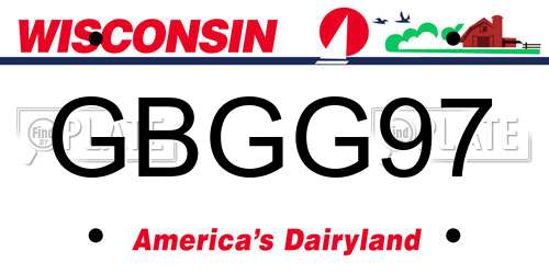GBGG97 Wisconsin License Plate