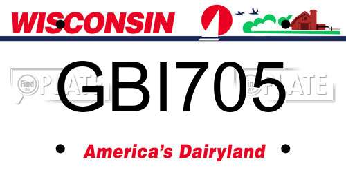 GBI705 Wisconsin License Plate