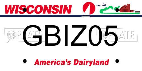 GBIZ05 Wisconsin License Plate