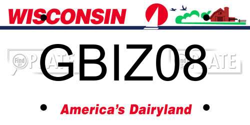 GBIZ08 Wisconsin License Plate