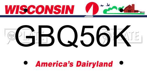 GBQ56K Wisconsin License Plate