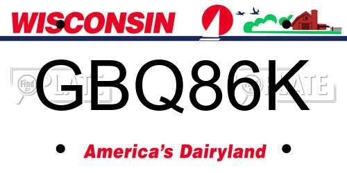 GBQ86K Wisconsin License Plate