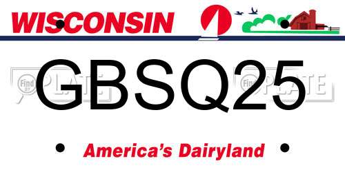 GBSQ25 Wisconsin License Plate
