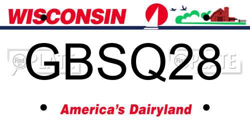 GBSQ28 Wisconsin License Plate