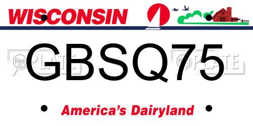 GBSQ75 Wisconsin License Plate