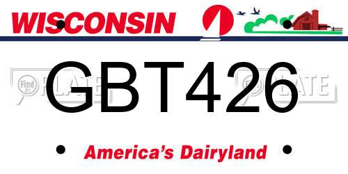 GBT426 Wisconsin License Plate