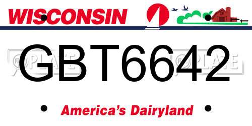 GBT6642 Wisconsin License Plate