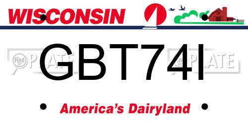 GBT74I Wisconsin License Plate
