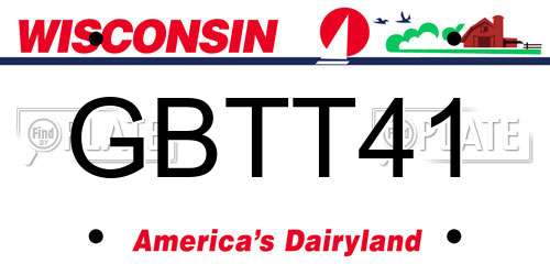 GBTT41 Wisconsin License Plate
