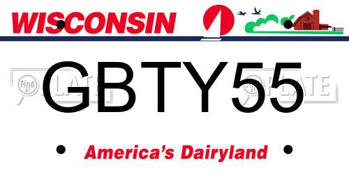 GBTY55 Wisconsin License Plate