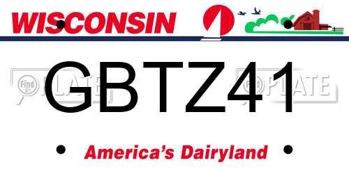 GBTZ41 Wisconsin License Plate