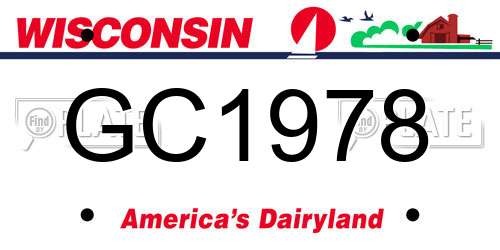 GC1978 Wisconsin License Plate