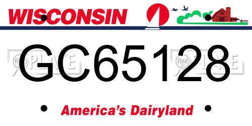 GC65128 Wisconsin License Plate
