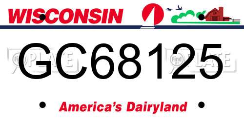 GC68125 Wisconsin License Plate