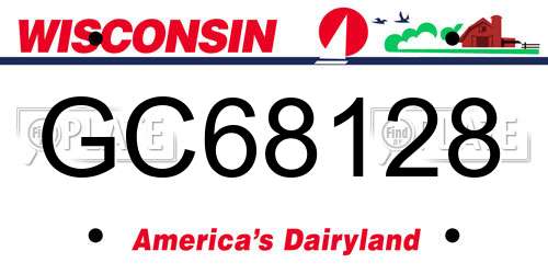 GC68128 Wisconsin License Plate