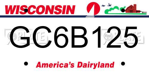 GC6B125 Wisconsin License Plate