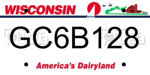 GC6B128 Wisconsin License Plate