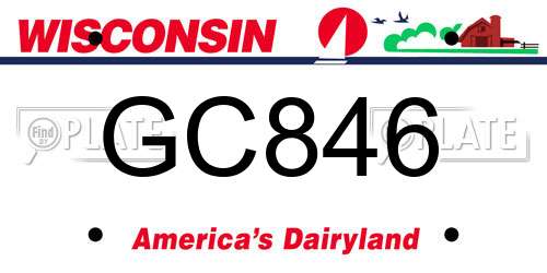 GC846 Wisconsin License Plate