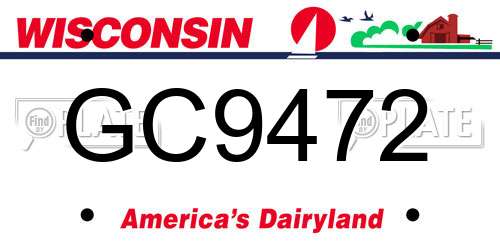 GC9472 Wisconsin License Plate